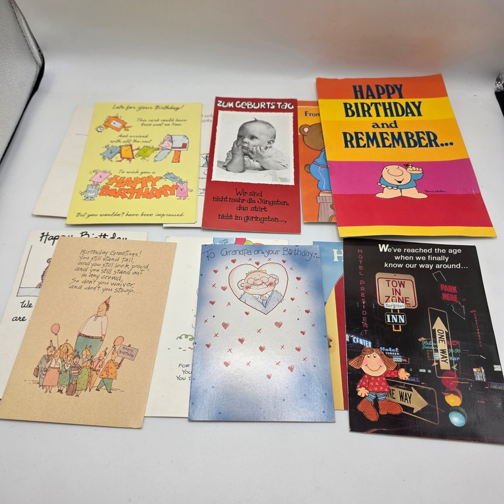 Vintage Birthday Greeting Cards Lot Unisex Multicolor Funny Retro Humorous 12pc